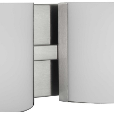 Brushed Nickel Two-Light LED Bath Fixture with Etched Glass Shades