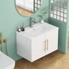Gulches 30 in 1 Sink Bathroom Vanity Glossy White Bath Vanity with White Ceramic Top Double Soft-Close Doors Long Gold Metal Handle - 3 of 4
