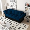 Racxily 74.8" Queen Pull Out Sofa Bed, 3-in-1 Convertible Sleeper Tufted Sofa with 2 Soft Pillows, Multi-Functional Velvet Loveseat Bed - 3 of 4