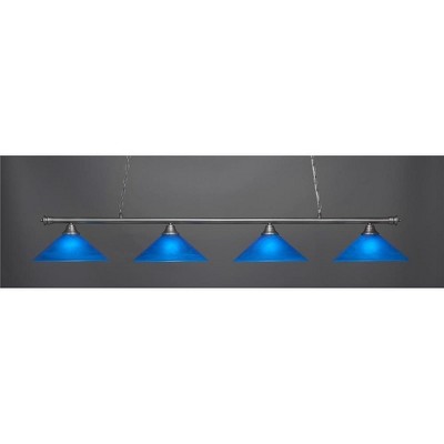 Toltec Lighting Oxford 4 - Light Island Pendant Light in  Brushed Nickel with 16" Blue Italian Shade