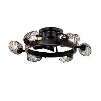 Chic Crate 25.8" Matte Black Ceiling Fan with Remote Control, 5-Blade Industrial Fan for Home Use (No Bulbs)