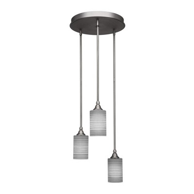 Toltec Lighting Empire 3 - Light Pendant in  Brushed Nickel with 4" Gray Matrix Shade