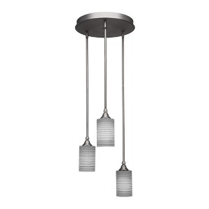 Toltec Lighting Empire 3 - Light Pendant in  Brushed Nickel with 4" Gray Matrix Shade - 1 of 1