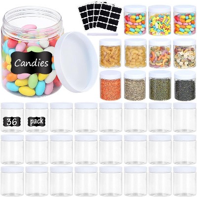 36PCS 8OZ Plastic Jars with Screw On Lids, Refillable Empty Round Containers