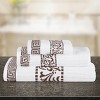 100% Cotton Medium Weight Floral Infinity Trim 3 Piece Bathroom Towel Set by Blue Nile Mills - 2 of 4
