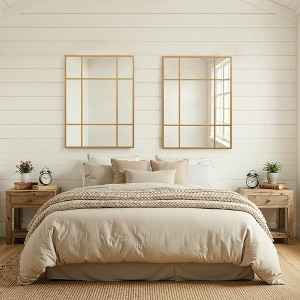 Spassway Rectangle Window Pane Decorative Mirrors Metal Frame Wall Mounted Vanity Mirror for Living Room Bedroom Entryway Black/Gold - 1 of 4