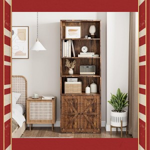 Garvee 71.4 Inch Tall Industrial Bookcase with Doors ¨C Farmhouse 6-Shelf Display Storage for Home Office, Living Room, Bedroom, - 1 of 4