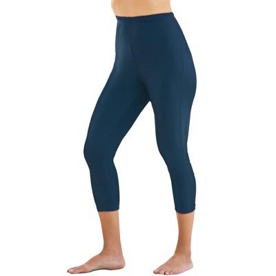 Swim 365 Women's Plus Size Power-Mesh Swim Capri, 38 - Navy