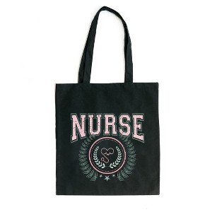 City Creek Prints Nurse Grunge Canvas Tote Bag - 15x16 - Black - 1 of 2