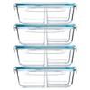 Lexi Home 3-Compartment 51 oz. Glass Meal Prep Container - Set of 4 - image 2 of 4