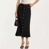 Anna-Kaci Women's High Waist Midi Skirt with Front Button Detailing, Faux Flap Pockets and Sleek Tailored Silhouette - 2 of 4