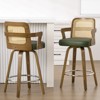 Bekrvio 26" Swivel Counter Height Bar Stools Set of 1/2/3/4,Faux Leather Upholstered Bar Chairs with Back & Arm for Kitchen Island,Black - 3 of 4