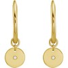 14k Yellow Gold 20mm Disc Diamond Charm Hoop Gemstone Earrings - 3 of 4