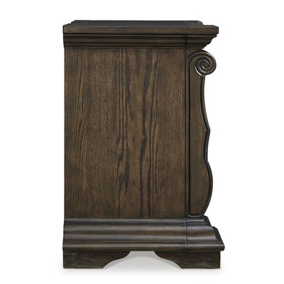 Maylee Traditional Brown 2-Drawer Nightstand with USB Ports
