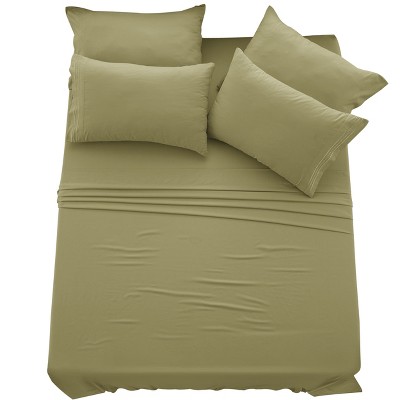 6 Piece Bed Sheet Set Ultra Soft Brushed Microfiber Solid Sheets with Pillow Cases - Lux Decor Collection