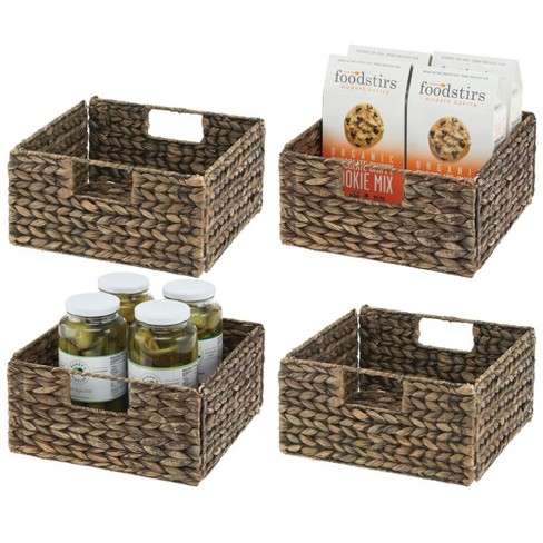Mdesign Hyacinth Kitchen Storage Basket With Handles, 4 Pack : Target