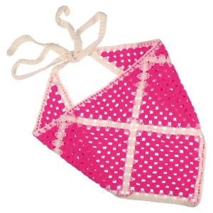 Unique Bargains Women's Fashion Rhombus Hollow Triangle Headwrap 19.69"x9.06" Rose Red 1 Pc - 1 of 4