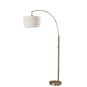 Adesso Brinkley Arc Lamp Brass: ETL Listed, 73.5" Height, 45" Depth, Cotton Drum Shade - 1 of 3