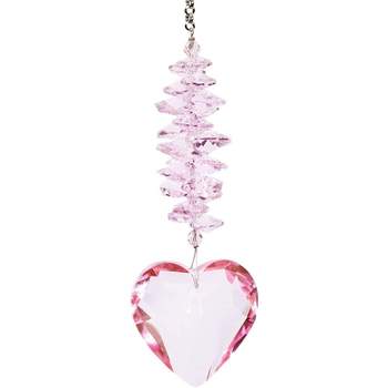 Juvale Pink Heart Hanging Crystal Prism Suncatcher for Window Home Decor, Valentine's Gift, 11 in