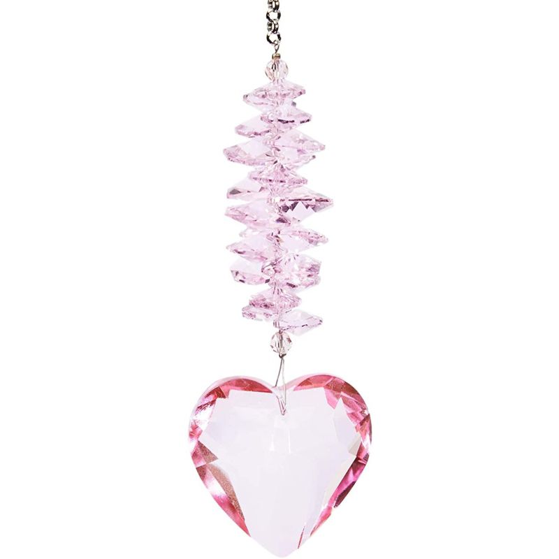 Juvale Pink Heart Hanging Crystal Prism Suncatcher for Window Home Decor, Valentine's Gift, 11 in, 1 of 9