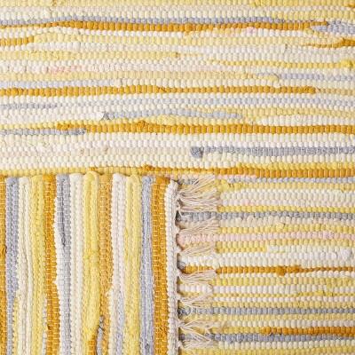 Handmade Gold and Multicolor Cotton Striped Area Rug 5' x 8'