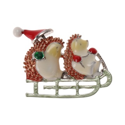 Unique Bargains Christmas Brooches YNCP7164 Red Alloy Dripping Wax Multicolor 1.57"x1.26" 1 Pc