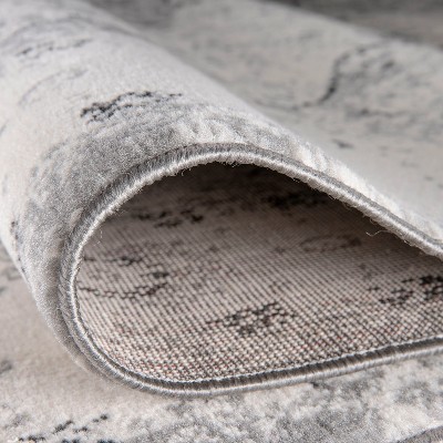 Gray Rectangular Synthetic Reversible Medallion Area Rug