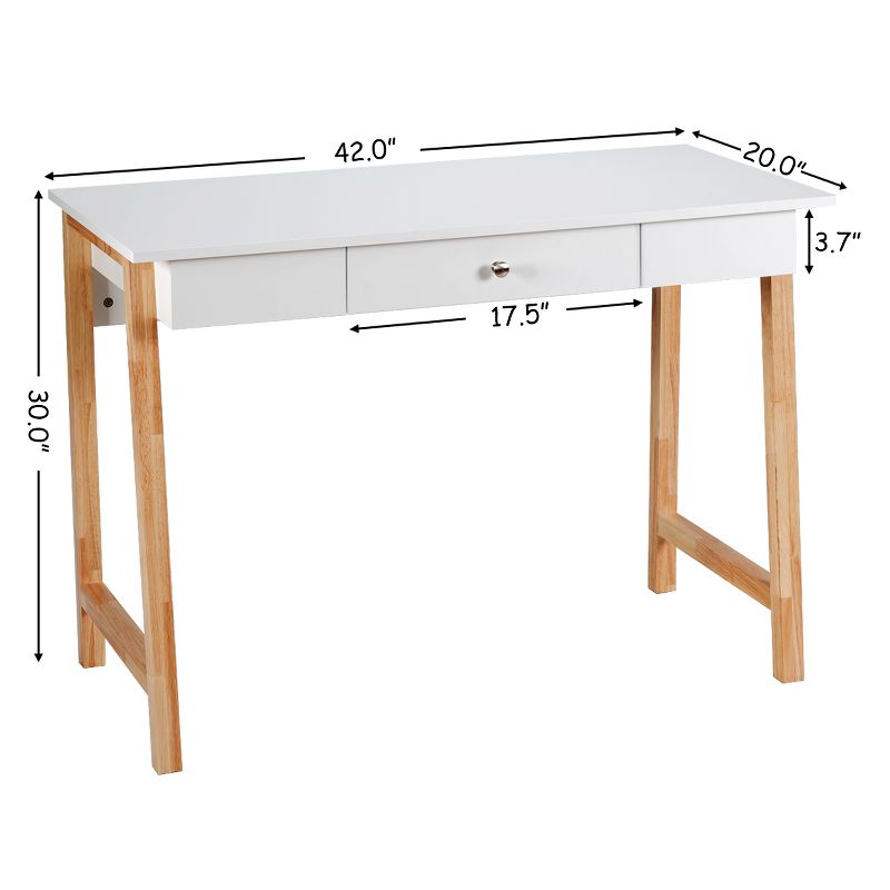 Computer Desk Laptop PC Writing Table Makeup Vanity Table w/Drawer and Wood Legs, 4 of 11