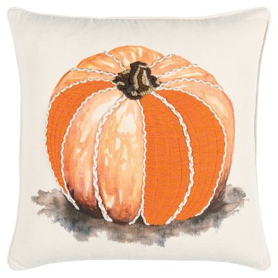 20"x20" Oversize Pumpkin Square Throw Pillow Green - Rizzy Home