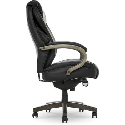 Hyland Black Bonded Leather Executive Office Chair with Wood Arms