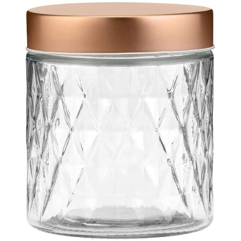 Amici Home Hawthorn Glass Canister, Airtight Storage Jar, Ribbed Glass With  Acacia Lid,small 20 Oz. : Target