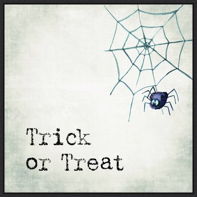 22" x 22" Trick or Treat Spider by Portfolio Framed Wall Canvas - Amanti Art