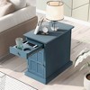 Vintage End Table with USB Ports and 1 Drawer with Cup Holders, Sofa Side Table Bedside Nightstand Narrow Table for Living Room Bedroom - 2 of 4