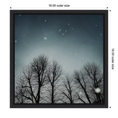 Winter Sky Tree Line Blue Canvas Framed Print 16 x 16-in