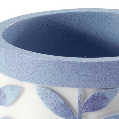 Periwinkle Blue and White Leaf Design Resin Tumbler