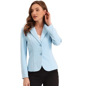 Allegra K Women's Elegant Work Office Lapel Collar Button Down Regular Fit Suit Blazer - 1 of 4