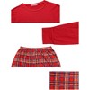cheibear Christmas Long Sleeve Solid Tops Tee with Plaid Pants Family Pajama Sets Red - 3 of 3