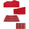 cheibear Christmas Long Sleeve Solid Tops Tee with Plaid Pants Family Pajama Sets Red - image 4 of 4