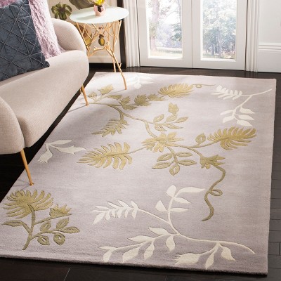 Light Grey Hand Tufted Wool and Viscose Area Rug