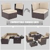 LayinSun 7 Pieces Outdoor Patio Furniture Set with 44" Fire Pit Table Brown Rattan Sectional Sofa Conversation Sets - 4 of 4