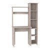 Vynxaria Light Gray Writing Desk Computer Desks with 2 Upper Shelves and 5 Cubbies Home Office Storage Compact Design - 3 of 4