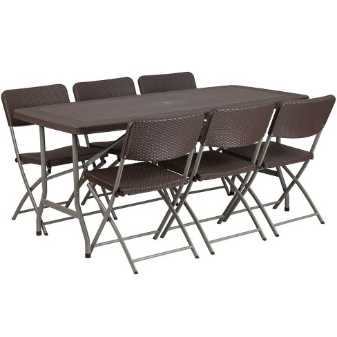 5pc Folding Table Set Black - Plastic Dev Group : Target