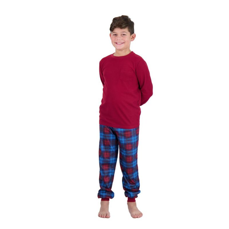 Sleep On It Boys 2-Piece Brushed Jersey Plaid Pajama Sets, 5 of 8
