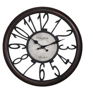 Cesicia 16" Round Wall Clock, Antique Brown, Home Decor - 1 of 4