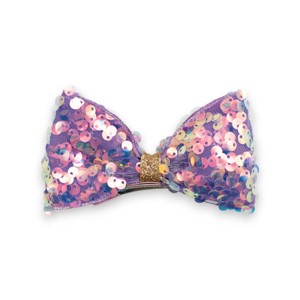 Summer Crystal - Large Sequin Top Bow Hair Clip - 1 Pack - 1 of 4
