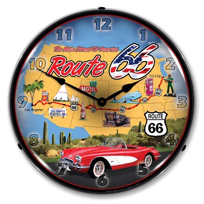 Collectable Sign & Clock | Route 66 USA LED Wall Clock Retro/Vintage, Lighted