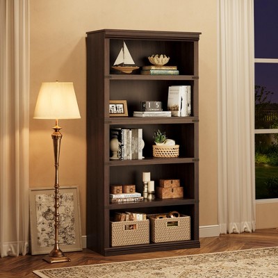 5 Tier Bookcase, Farmhouse Book Shelf with Storage Open Display Bookshelves, 71" Tall Book Case