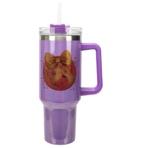 Elanze Designs 40 Ounce Stainless Steel Double Wall Insulated Glitter Travel Tumbler With Handle, Straw, and Lid, Basketball Red Paint Splatter Purple - 1 of 1