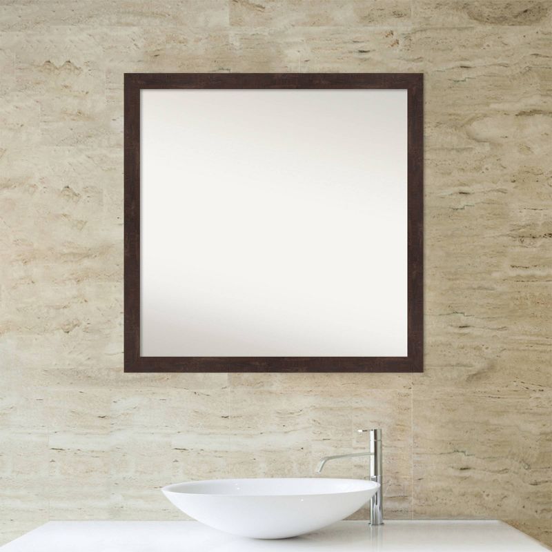 29&#34; x 29&#34; Non-Beveled Fresco Wood Bathroom Wall Mirror Dark Walnut Brown - Amanti Art, 5 of 11