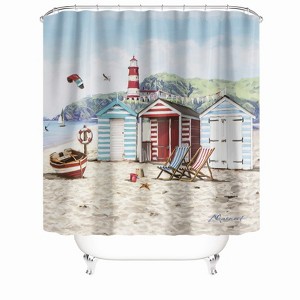 Beach House Shower Curtains for Bathroom Waterproof Fabric Bath Curtain Durable Soft Stylish Bathroom Decor 72x72 Inch - 1 of 1